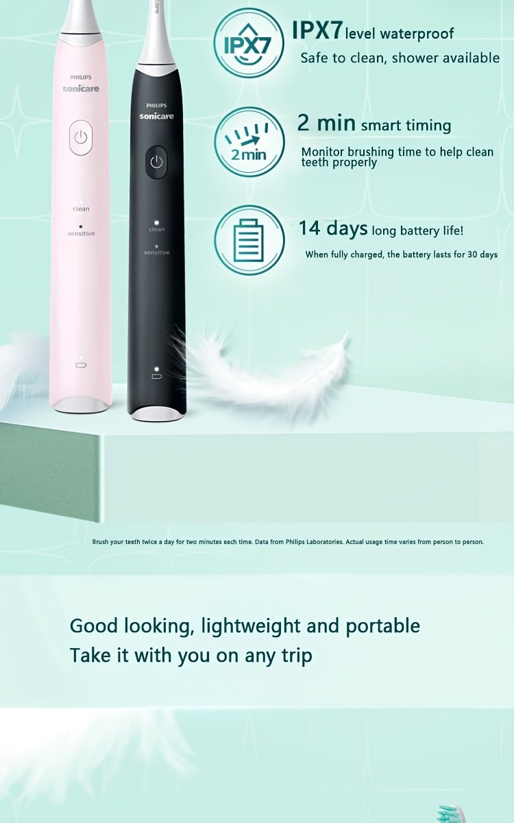 For Philips Sonicare 2100 Series HX2421 Electric Toothbrush USB Charging Base Whole Body Acoustic Vibration Soft Brush Head Two Modes 30, 000 Brush Head Movements Per Minute Pink Colour