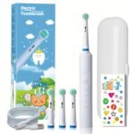 Orinatola Kids Electric Toothbrush Rechargeable with 4 Brush Heads, 3 Modes, USB Charging & Travel Case – Waterproof, Ages 3–12
