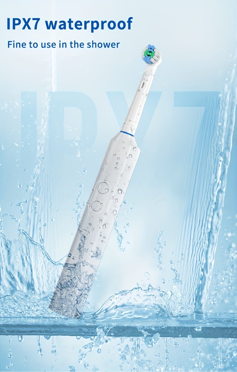 Orinatola Adult Rotating Electric Toothbrush, IPX7 High Quality, 4 Brush Heads, Travel Case, 3 Modes and 2-Minute Smart Timer Care Electric Toothbrush, USB Quick Charge