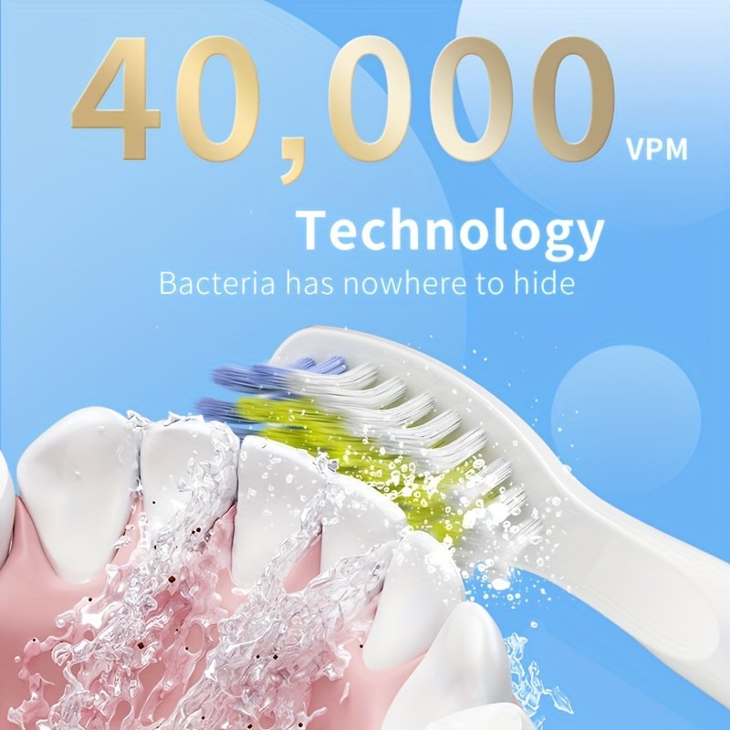 Seago Smart Electric Toothbrush for Adults - USB Rechargeable with 8 Brush Heads, 5 Cleaning Modes, 2-Minute Timer, Soft Nylon Bristles, Travel Case Included - Black & White Family Oral Care Gift