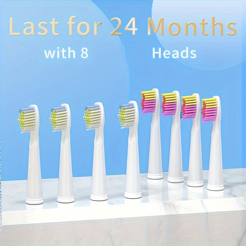 Seago Smart Electric Toothbrush for Adults - USB Rechargeable with 8 Brush Heads, 5 Cleaning Modes, 2-Minute Timer, Soft Nylon Bristles, Travel Case Included - Black & White Family Oral Care Gift