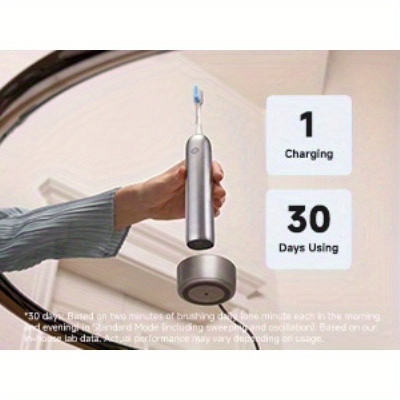 Mova Fresh Pro Electric Toothbrush with App, 3DClean Rechargeable Electric Power Toothbrush for Adults, 2 Brush Heads & Travel Case, 3-in-1 Replacement Brush Head with Holder, Matte Silvery