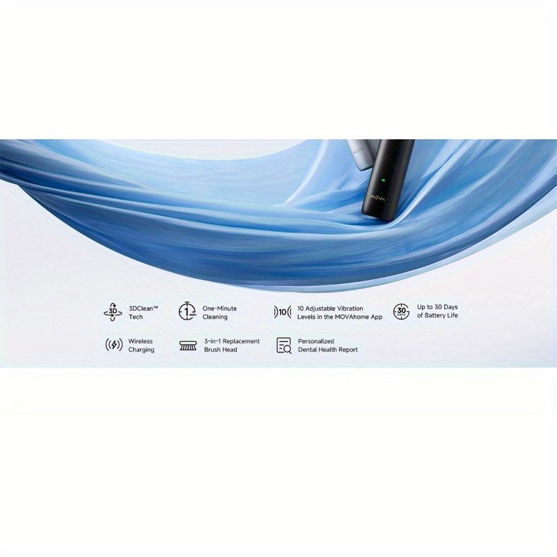 Mova Fresh Pro Electric Toothbrush with App, 3DClean Rechargeable Electric Power Toothbrush for Adults, 2 Brush Heads & Travel Case, 3-in-1 Replacement Brush Head with Holder, Matte Silvery